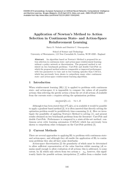Application of Newton's Method to Action Selection in Continuous