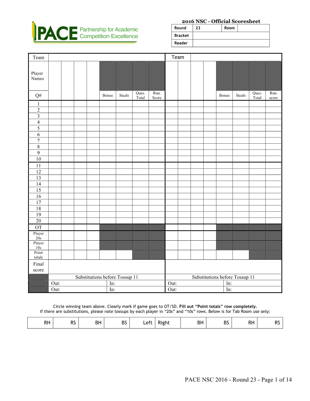 PACE NSC 2016 - Round 23 - Page 1 of 14