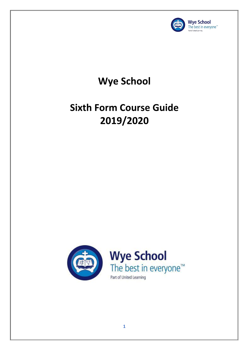 Wye School 2019/2020