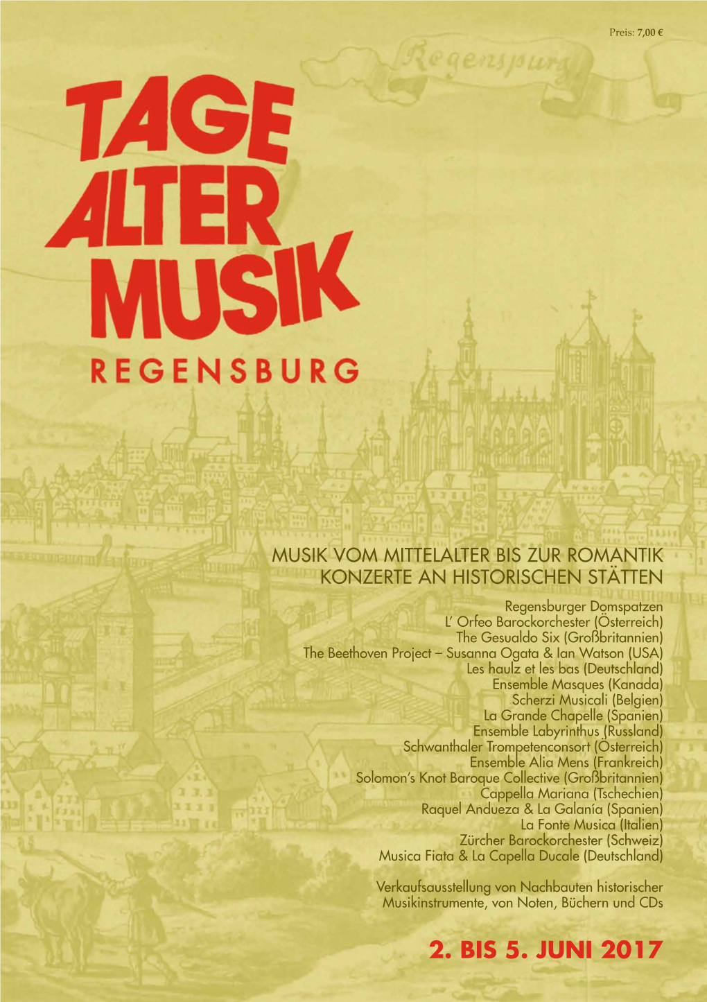 Ausführliches Programm Der Tage Alter Musik Regensburg 2017