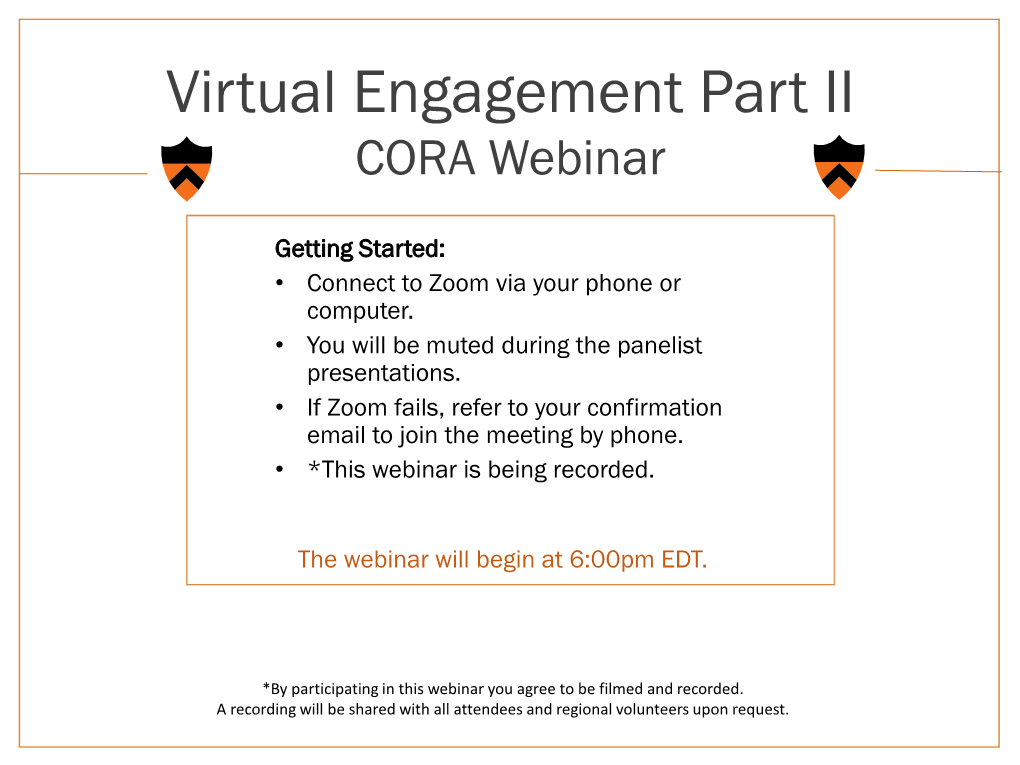 Virtual Engagement Part II CORA Webinar