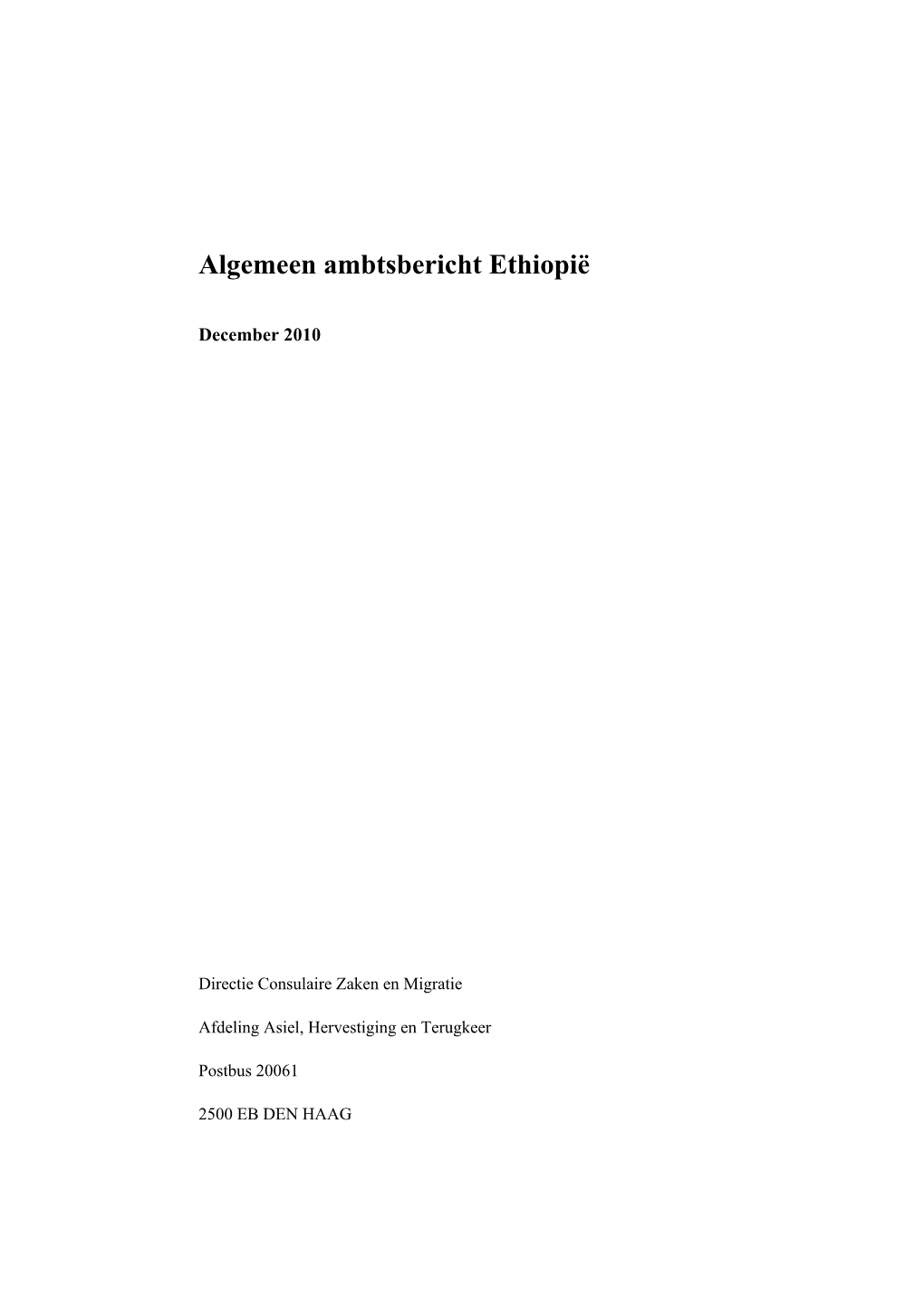 Algemeen Ambtsbericht Ethiopië