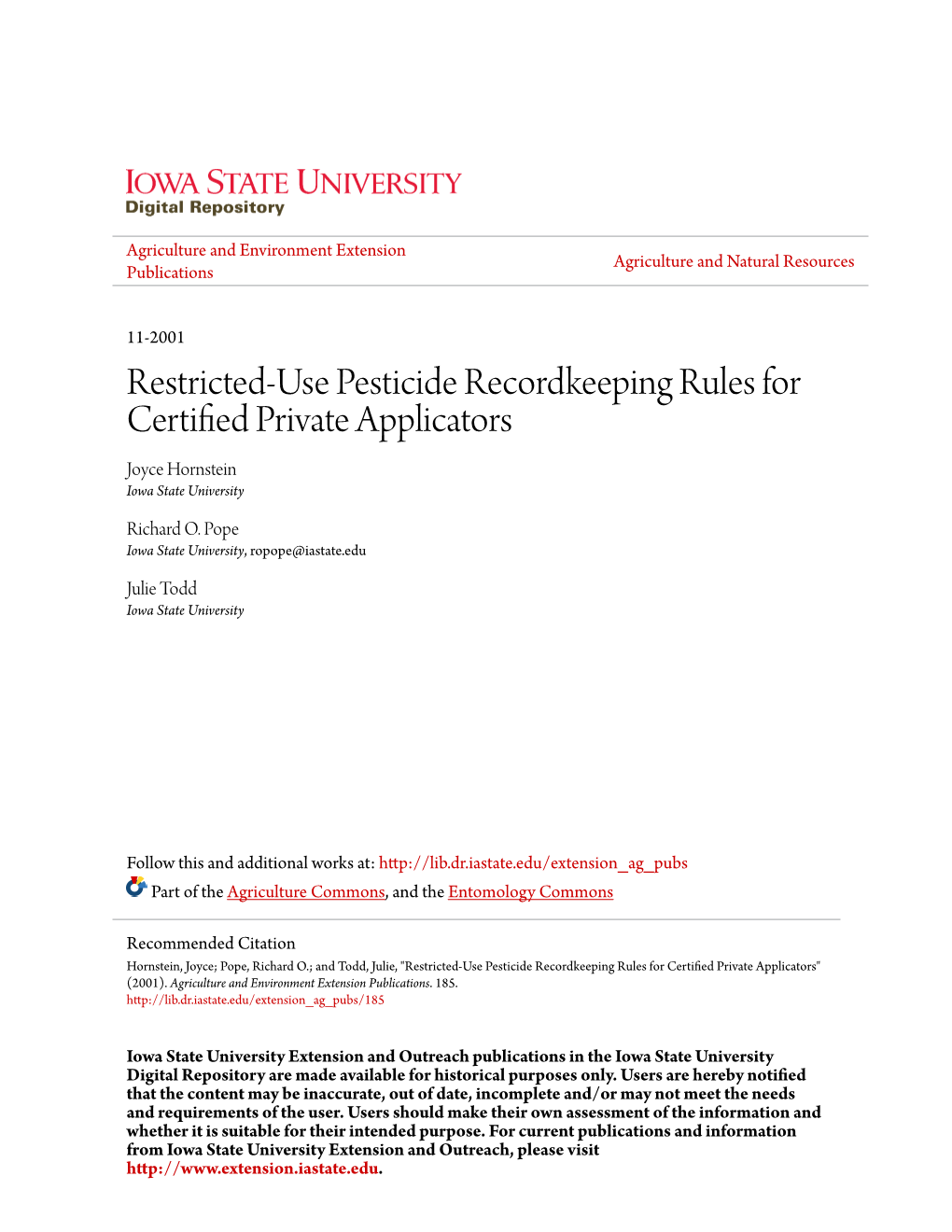 Restricted-Use Pesticide Recordkeeping Rules for Certified Private Applicators