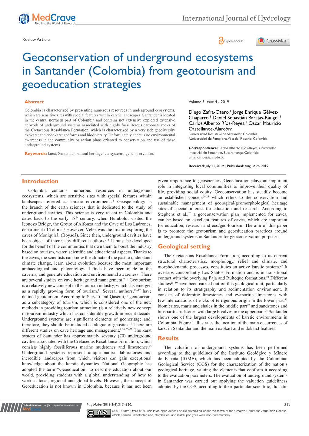 Geoconservation of Underground Ecosystems in Santander (Colombia) from Geotourism and Geoeducation Strategies