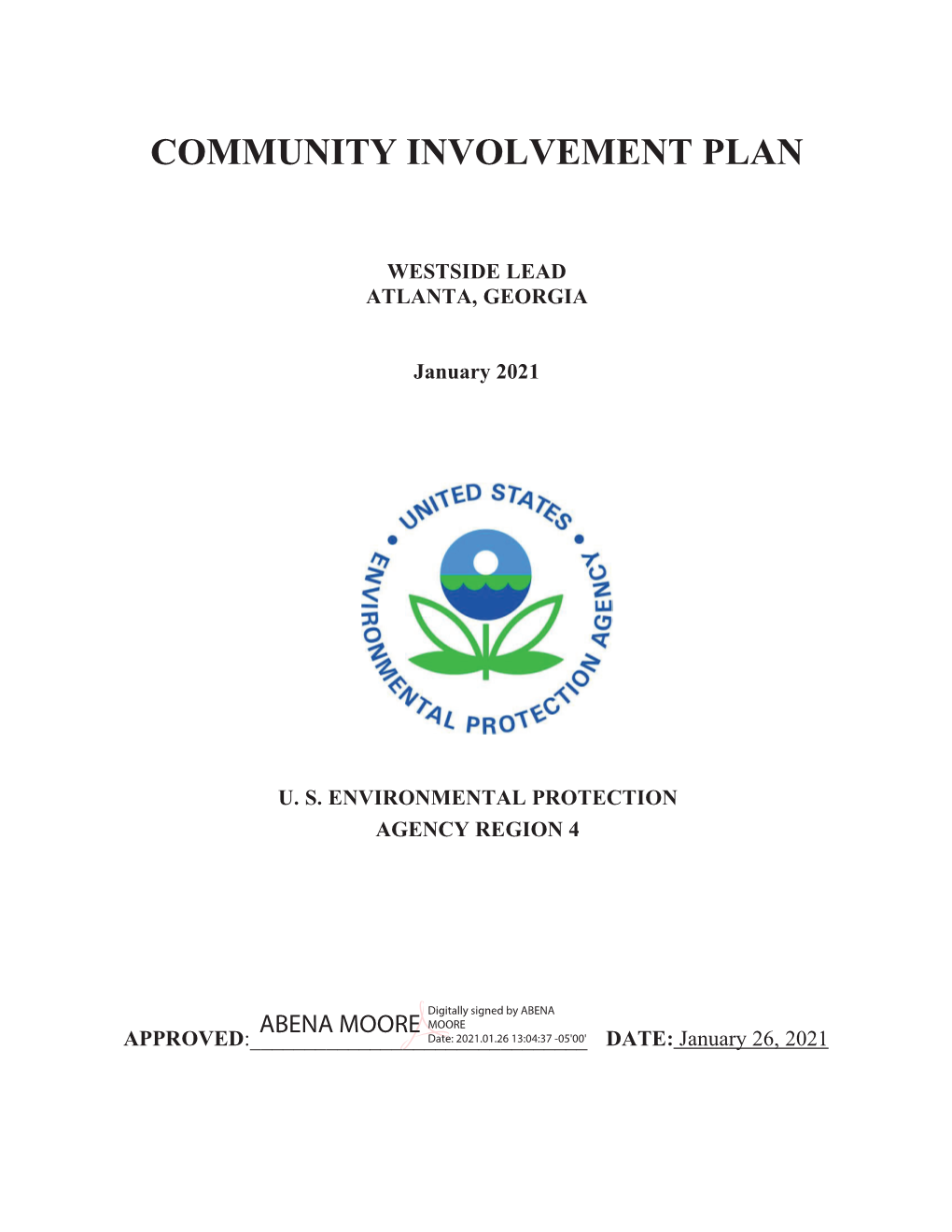 Community Involvement Plan, Westside Lead, Atlanta