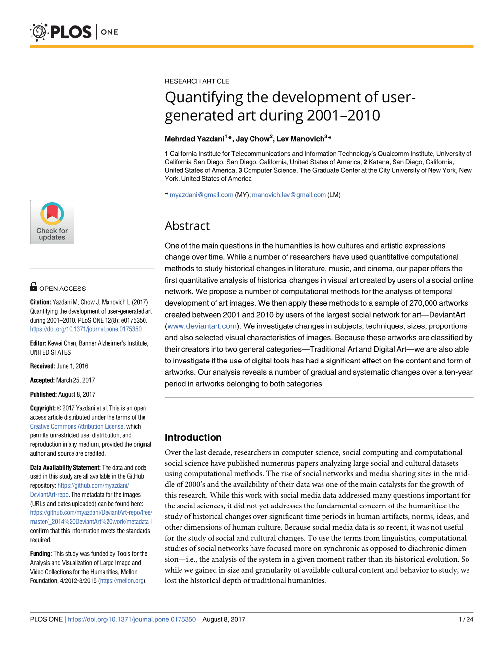Quantifying the Development of User-Generated Art During 2001–2010