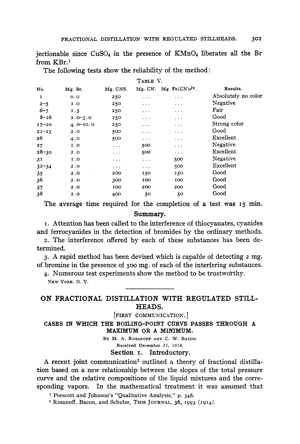 Summary. on FRACTIONAL DISTILLATION WITH