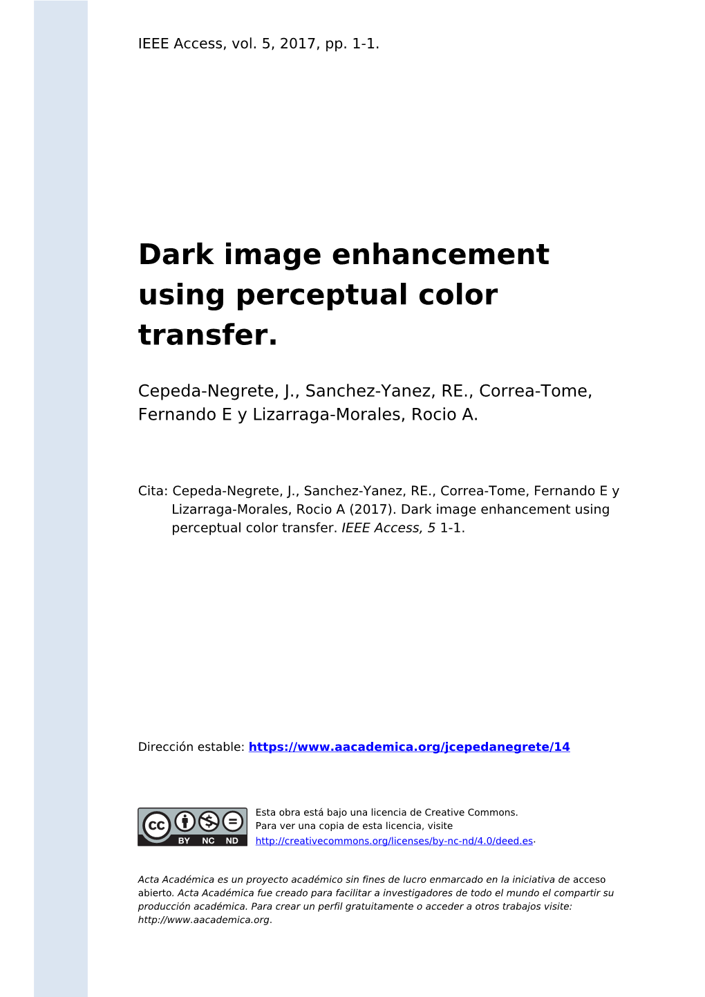 Dark Image Enhancement Using Perceptual Color Transfer