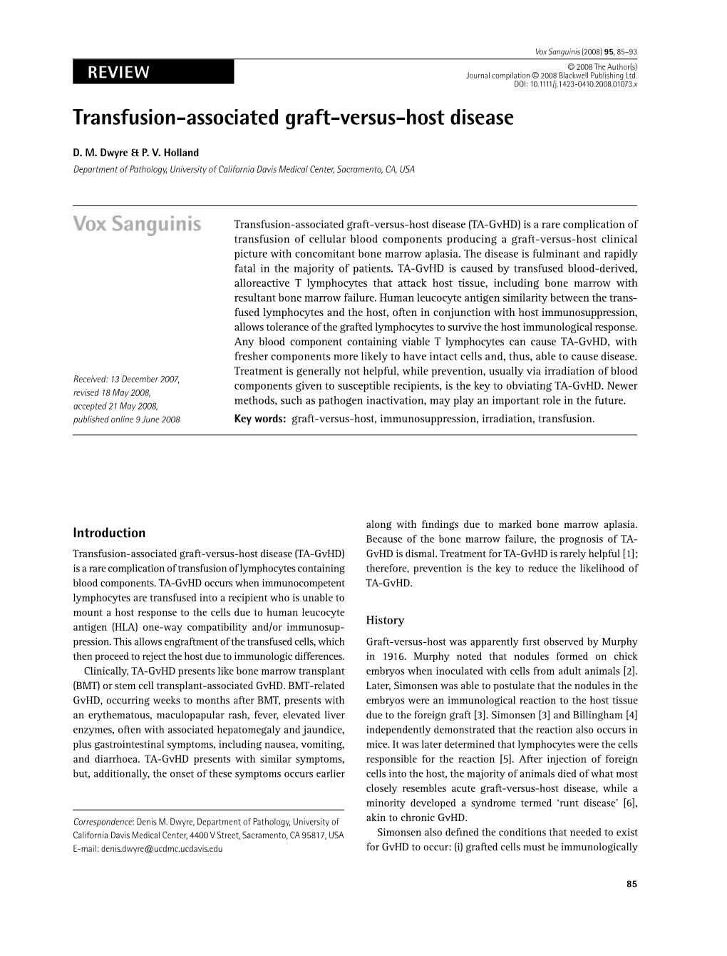 Transfusion-Associated Graft-Versus-Host Disease