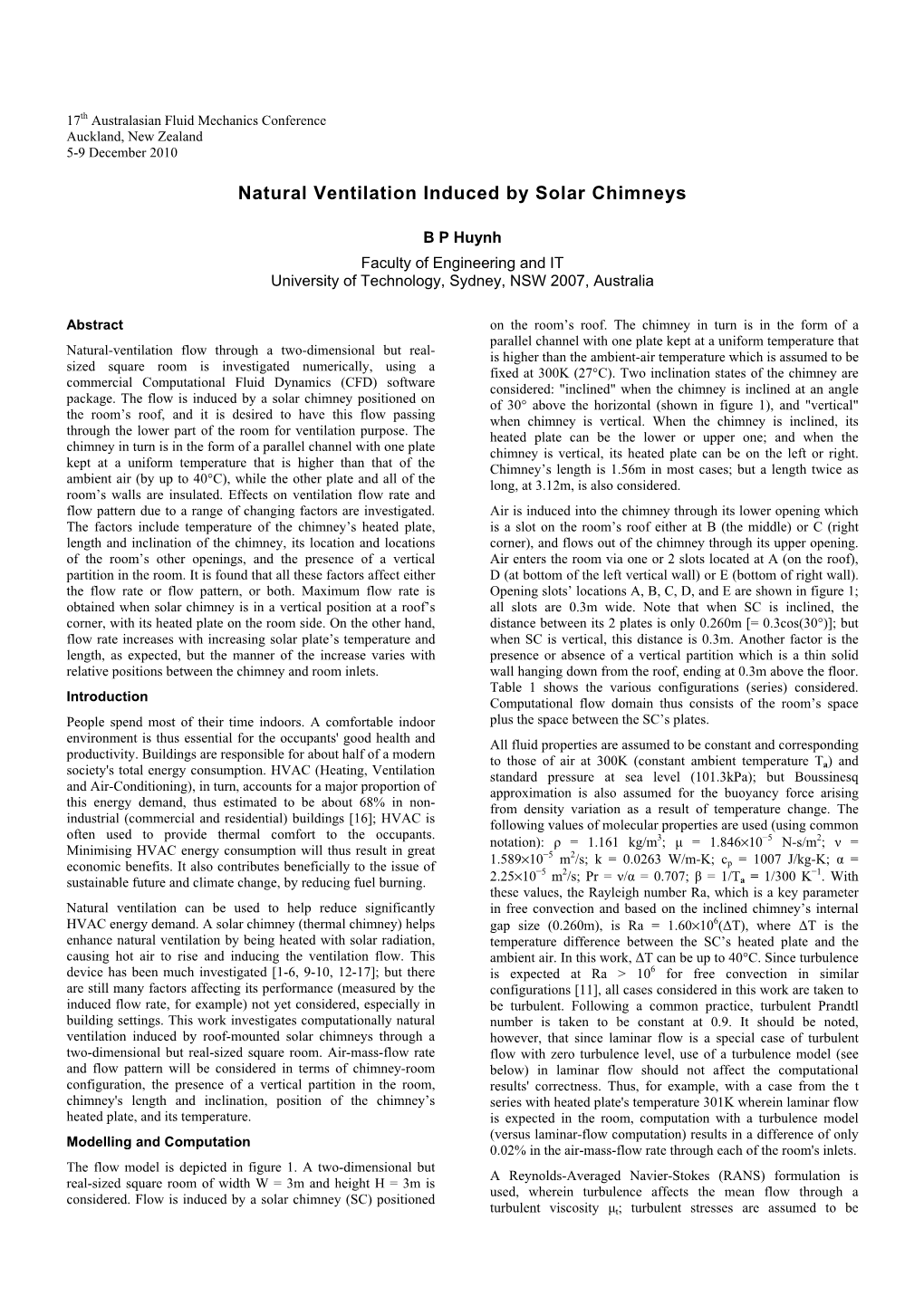 Natural Ventilation Induced by Solar Chimneys