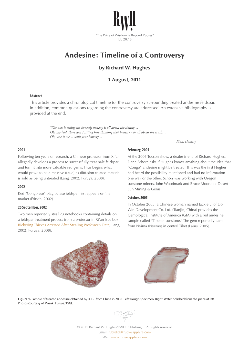 Andesine: Timeline of a Controversy