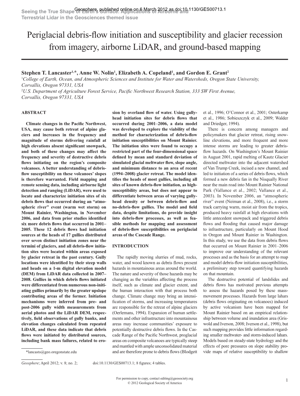 Periglacial Debris-Flow Initiation And