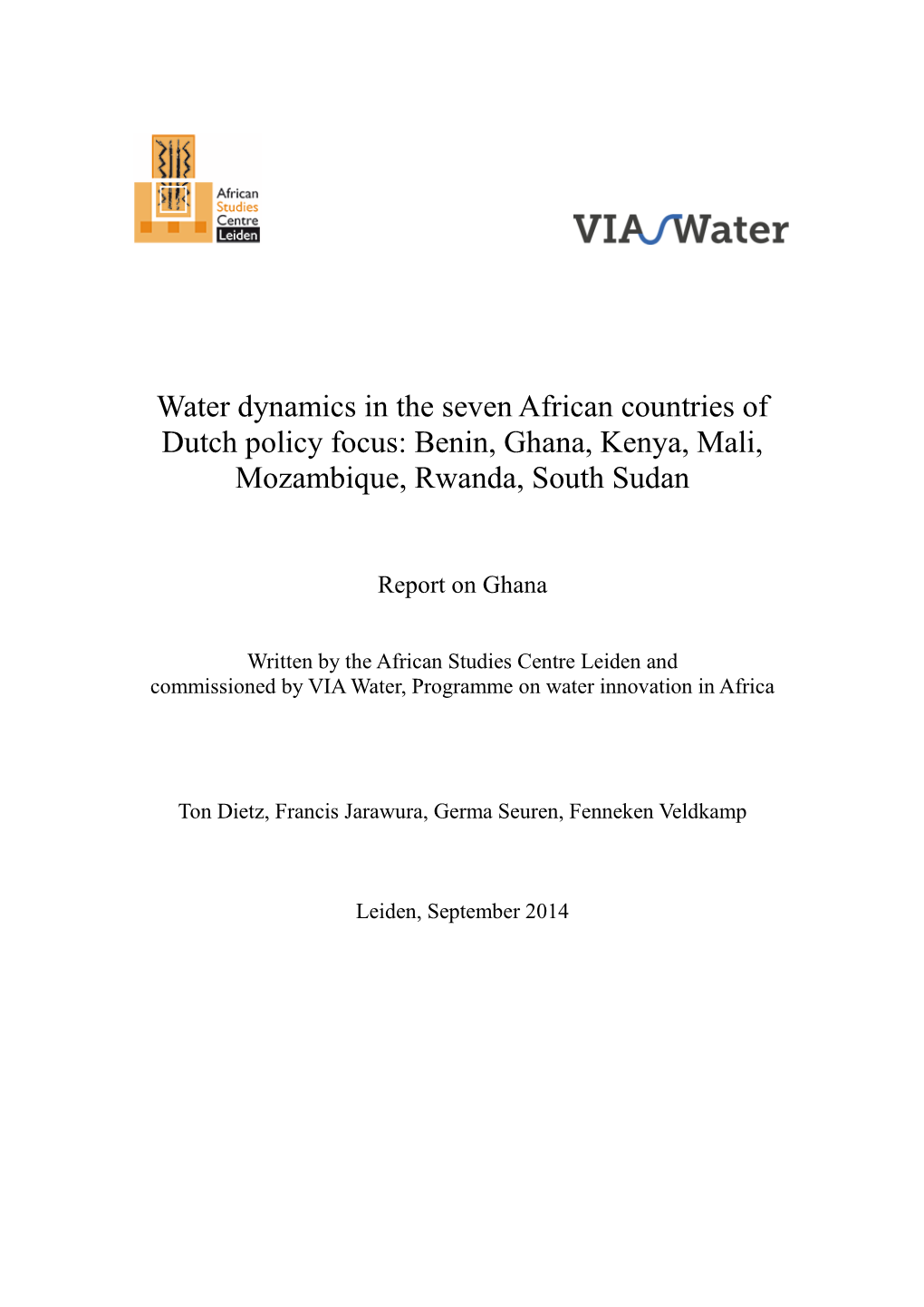 Water Dynamics in the Seven African Countries of Dutch Policy Focus: Benin, Ghana, Kenya, Mali, Mozambique, Rwanda, South Sudan