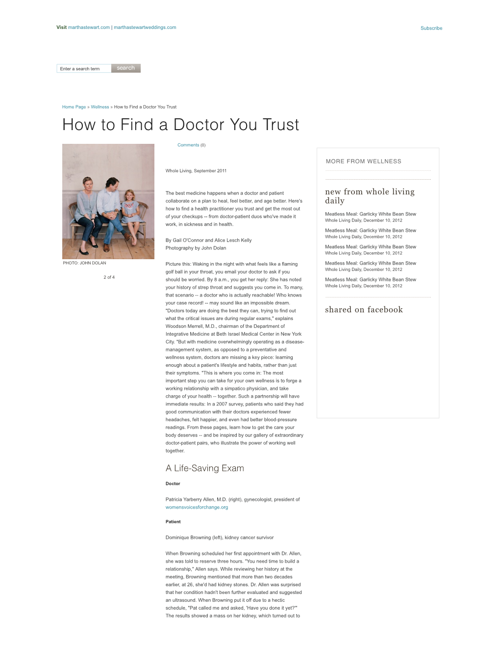“Whole Living” on How to Find a Doctor You Trust