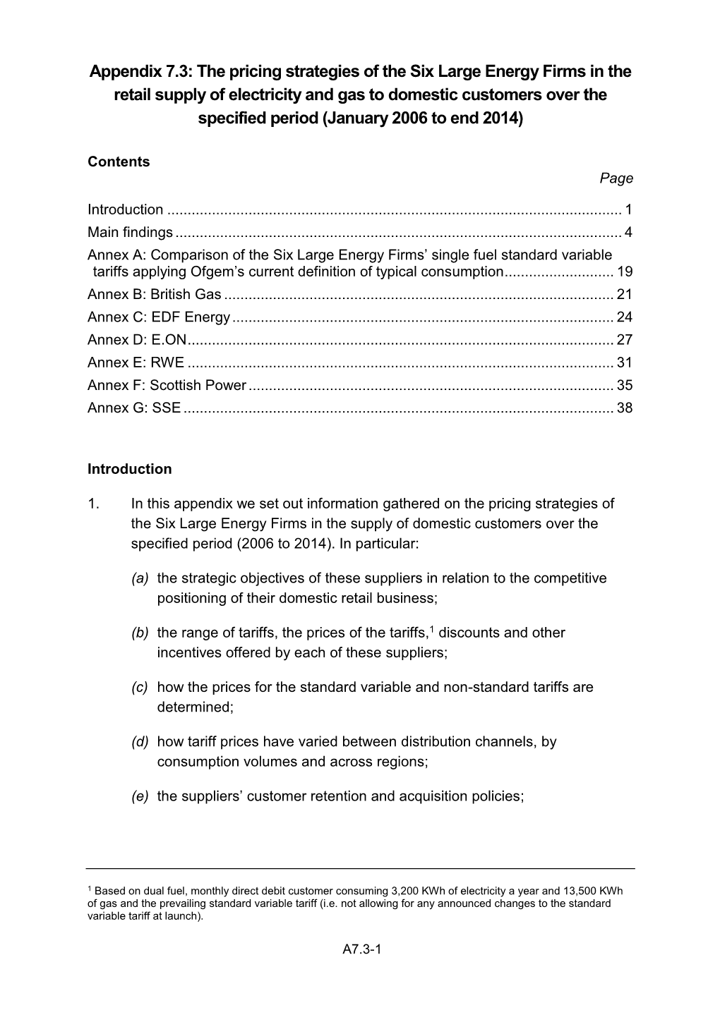 Appendix 7.3: the Pricing Strategies of the Six Large Energy