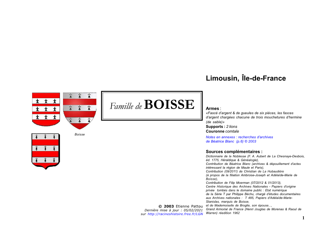 Famille De BOISSE