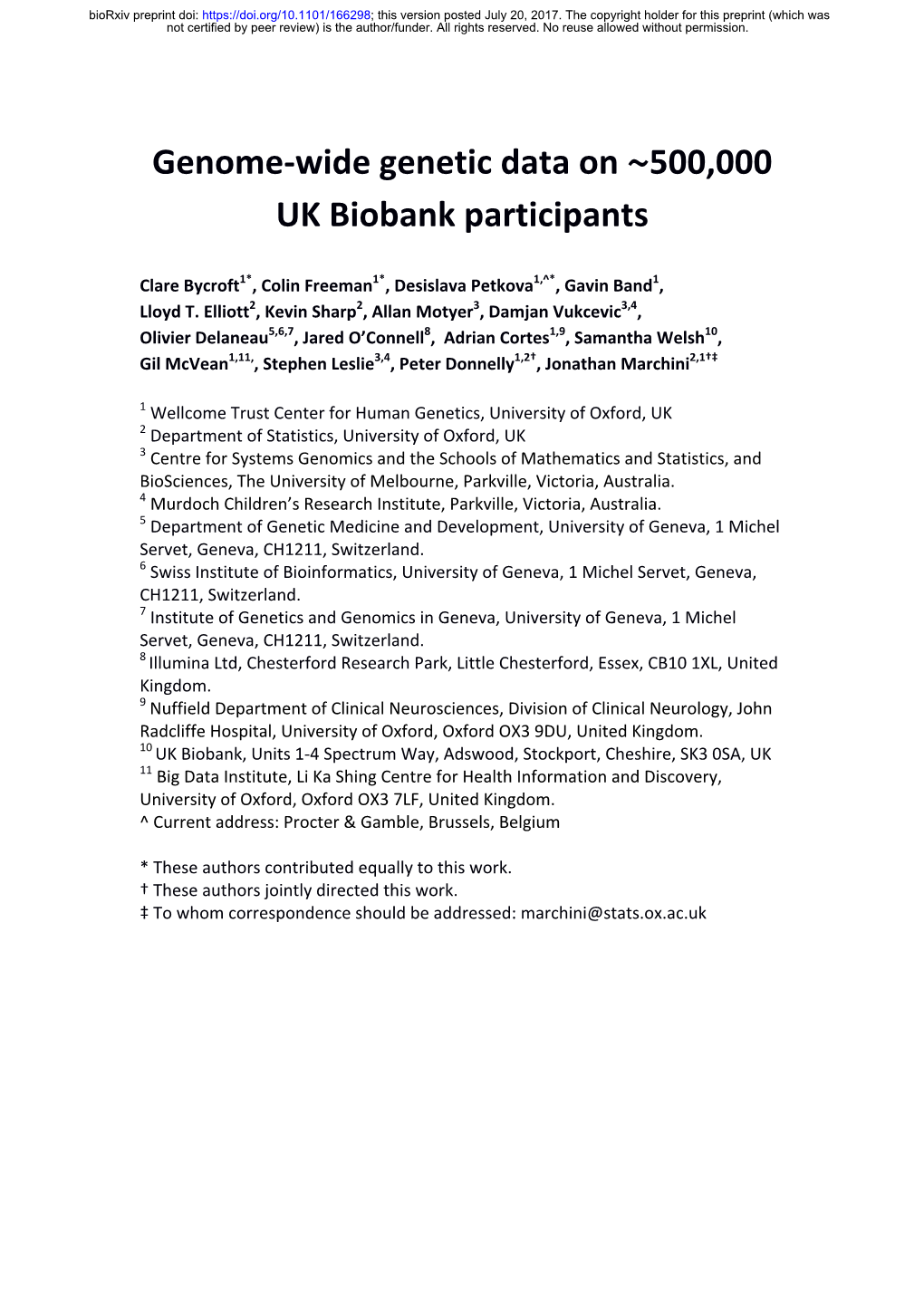 500000 UK Biobank Participants