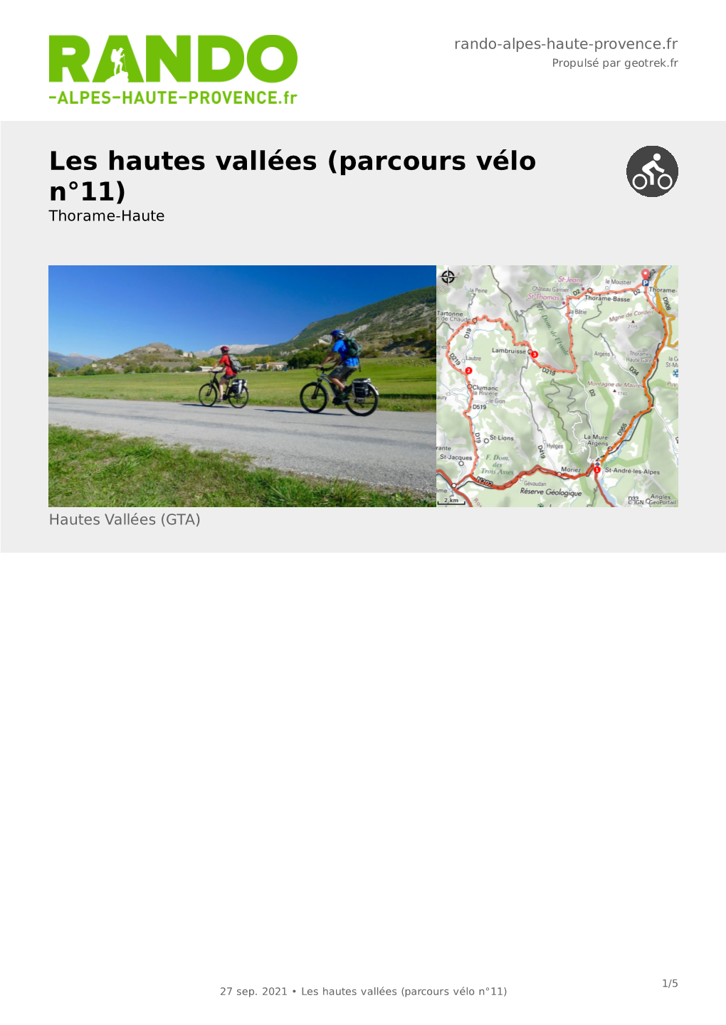 Les Hautes Vallées (Parcours Vélo N°11) Thorame-Haute