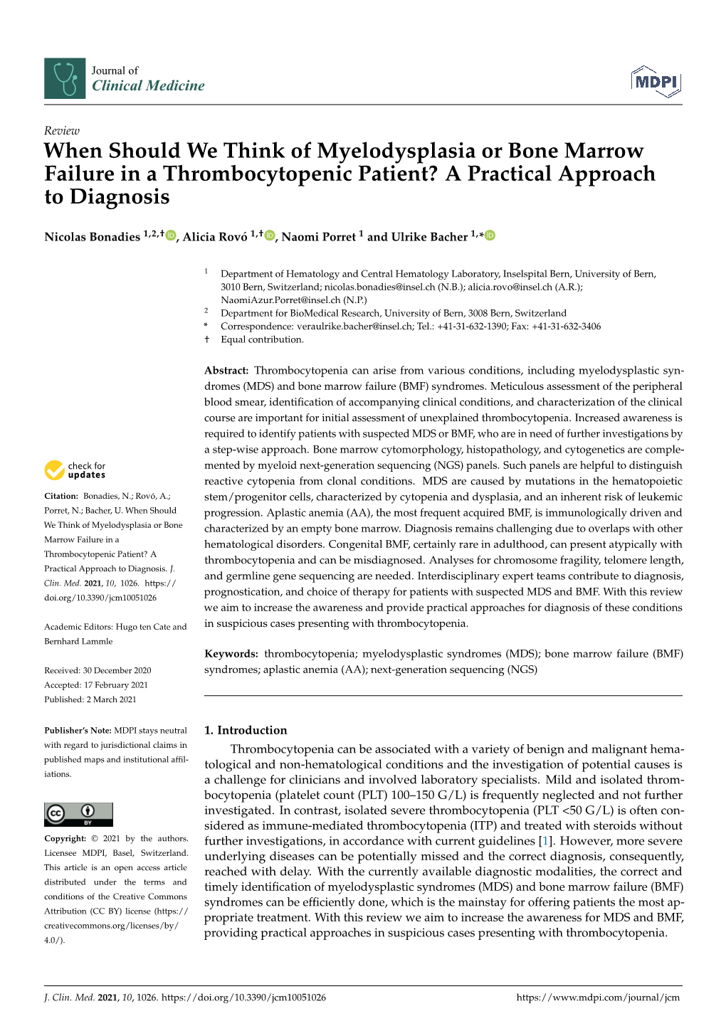 When Should We Think of Myelodysplasia Or Bone Marrow Failure in a Thrombocytopenic Patient? a Practical Approach to Diagnosis