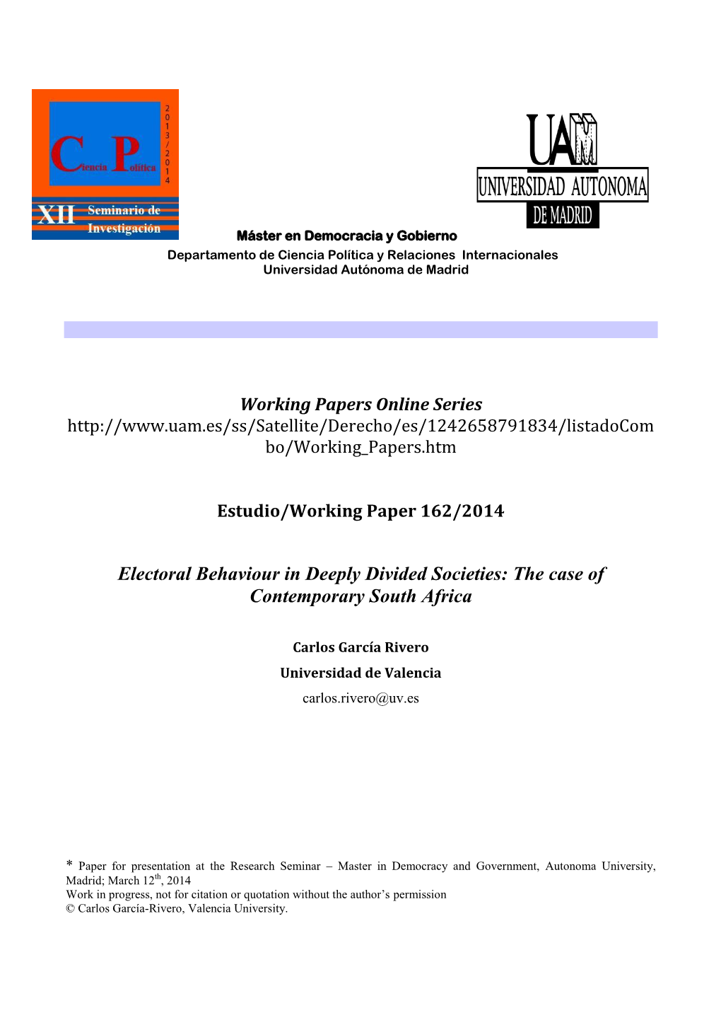 Party System and Public Opinion in Contemporary South Africa