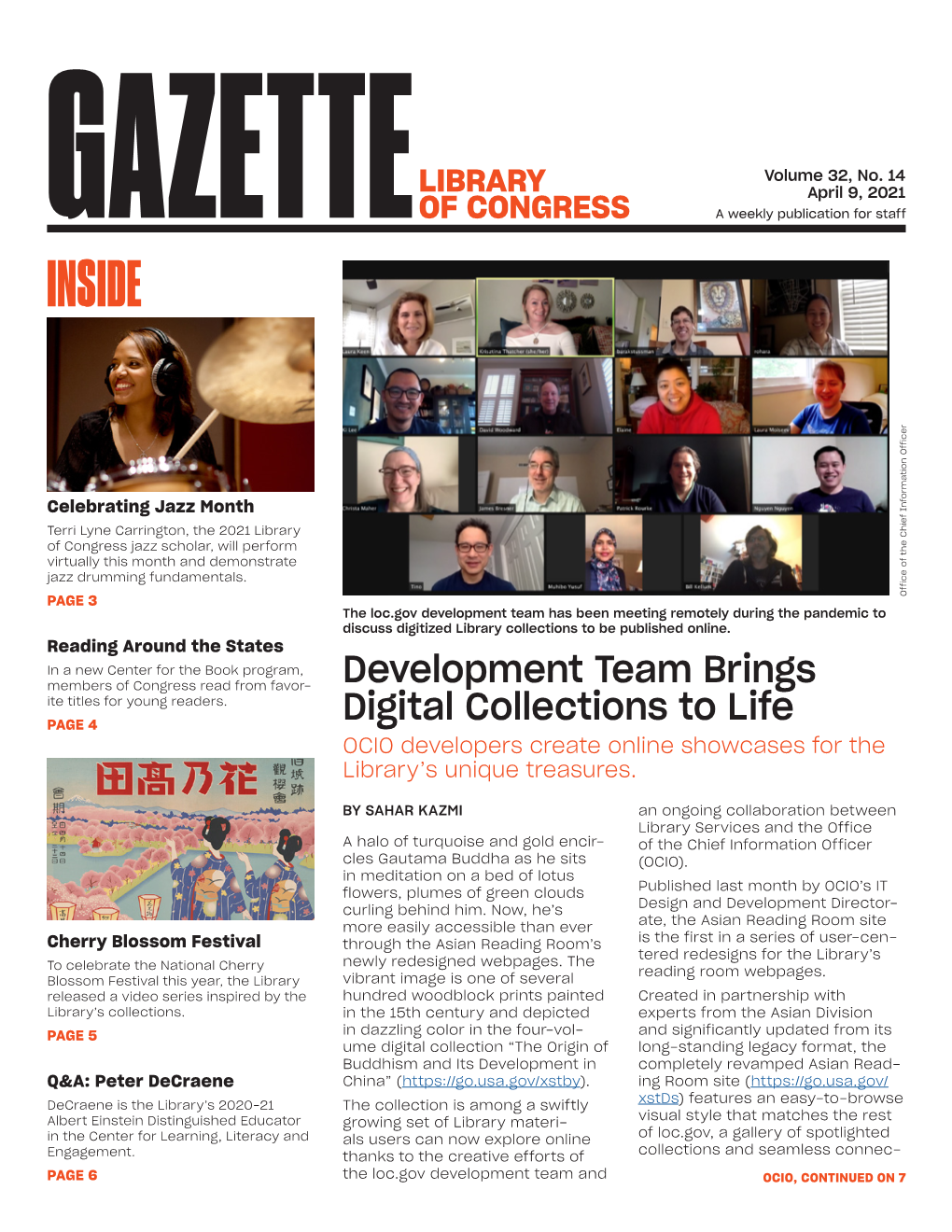 GAZETTEOF CONGRESS a Weekly Publication for Staff INSIDE