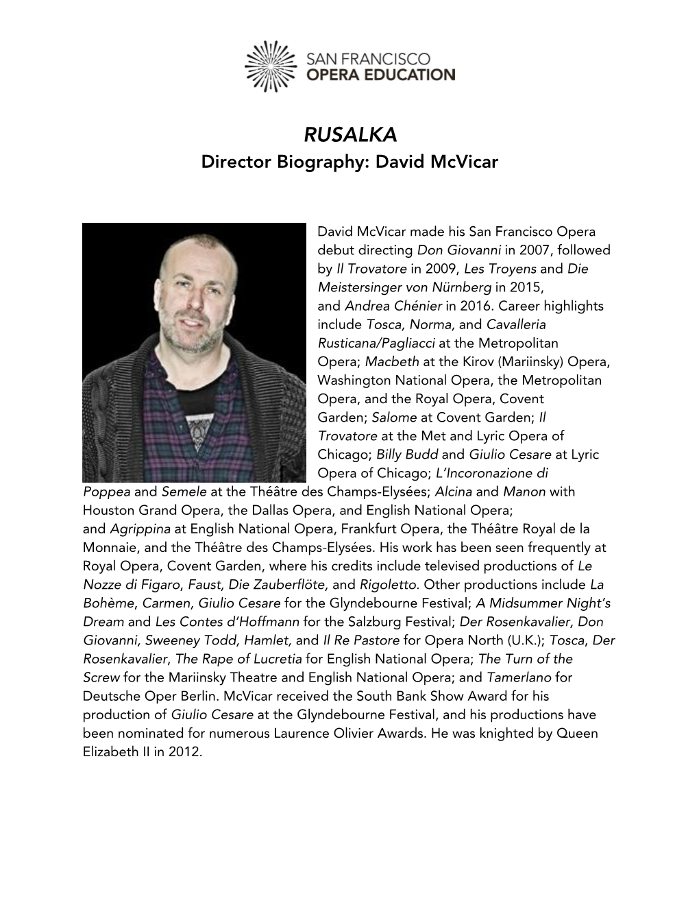 Director Mcvicar Biography