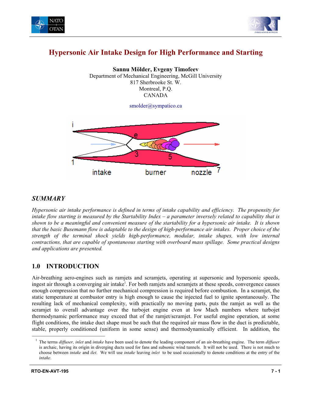 Hypersonic Air Intake Design for High Performance and Starting