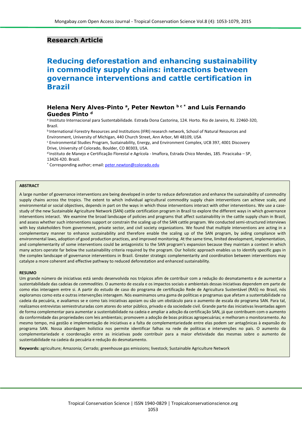 Interactions Between Governance Interventions and Cattle Certification in Brazil