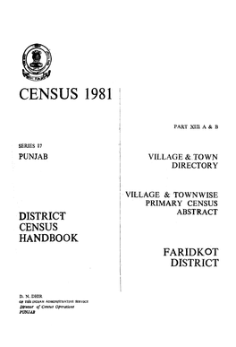 Village & Townwise Primary Census Abstract, Faridkot, Partxiii a & B