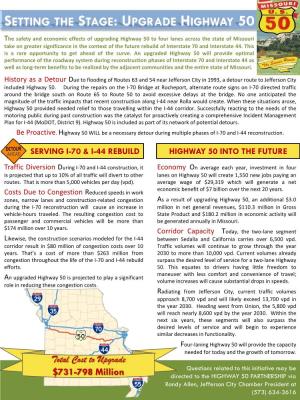 Setting the Stage: Upgrade Highway 50