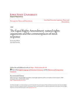 The Equal Rights Amendment: Natural Rights Arguments and the Commonplaces of Stock Response