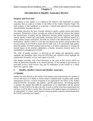 Chapter 1 Introduction to Quality Assurance Review