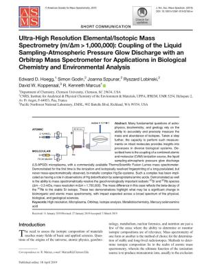 Ultra-High Resolution Elemental/Isotopic Mass Spectrometry
