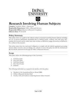 Research Involving Human Subjects