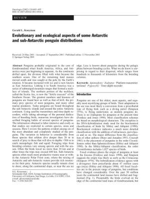 Evolutionary and Ecological Aspects of Some Antarctic and Sub-Antarctic Penguin Distributions