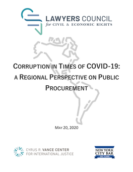 Corruption in Times of COVID-19: a Regional Perspective on Public Procurement