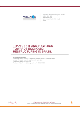 Transport and Logistics Towards Economic Restructuring in Brazil
