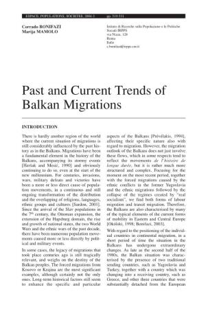 Past and Current Trends of Balkan Migrations