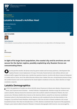 Latakia Is Assad's Achilles Heel | the Washington Institute