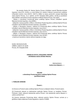 ODLUKA O Donošenju Prostornog Plana Uređenja Općine Pirovac (Pročišćeni Tekst)