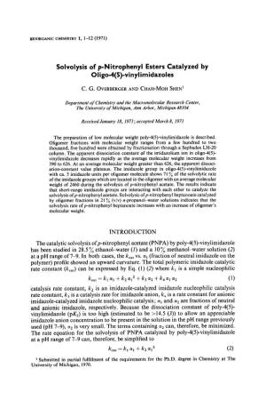 Solvolysis of P-Nitrophenyl Esters Catalyzed by Oligo-4(5)-Vinylimidazoles
