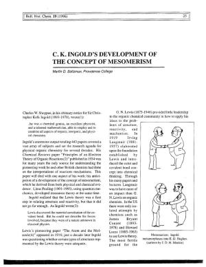 C. K. Ingold's Development of the Concept of Mesomerism