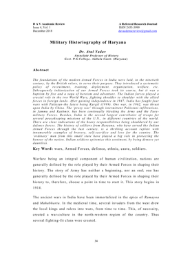 Military Historiography of Haryana