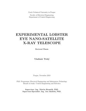 Experimental Lobster Eye Nano-Satellite X-Ray Telescope