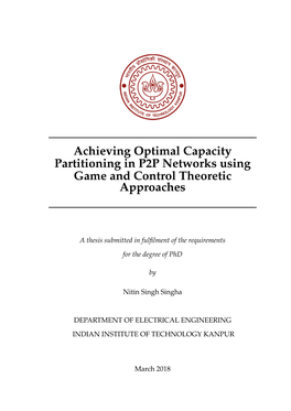 Achieving Optimal Capacity Partitioning in P2P Networks Using Game and Control Theoretic Approaches