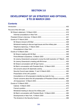 Section 3.8 Development of Uk Strategy and Options, 8 to 20 March 2003