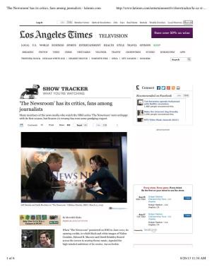 'The Newsroom' Has Its Critics, Fans Among Journalists - Latimes.Com