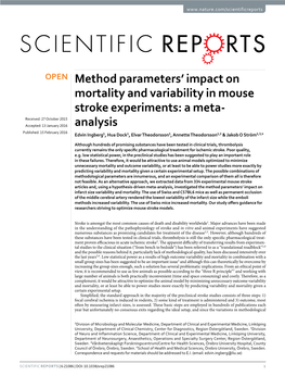 Method Parameters' Impact on Mortality and Variability in Mouse Stroke Experiments: a Meta-Analysis