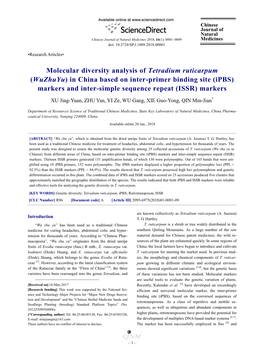 Molecular Diversity Analysis of Tetradium Ruticarpum (Wuzhuyu) In