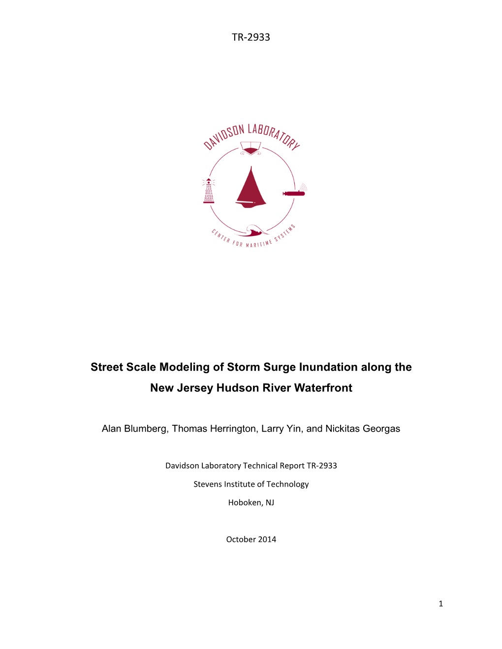 TR-2933 Street Scale Modeling of Storm Surge Inundation Along The